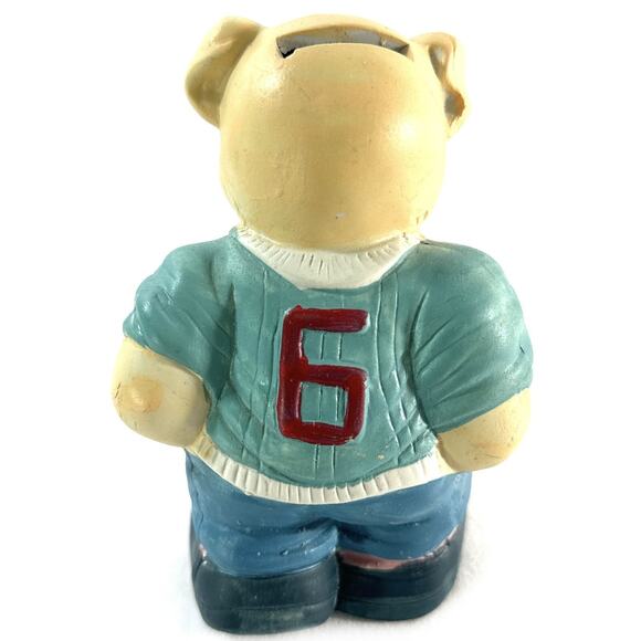 Vintage Antique Piggy Bank Soccer Player Pig Porcelain 5” Tall - Picture 2 of 4